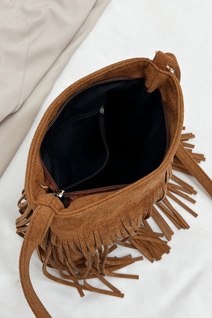 Suede Fringe Shoulder Bag