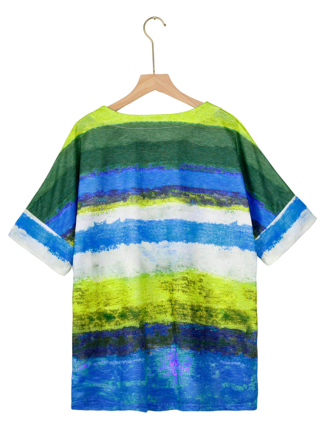 Full Size Color Block Round Neck Half Sleeve T-Shirt