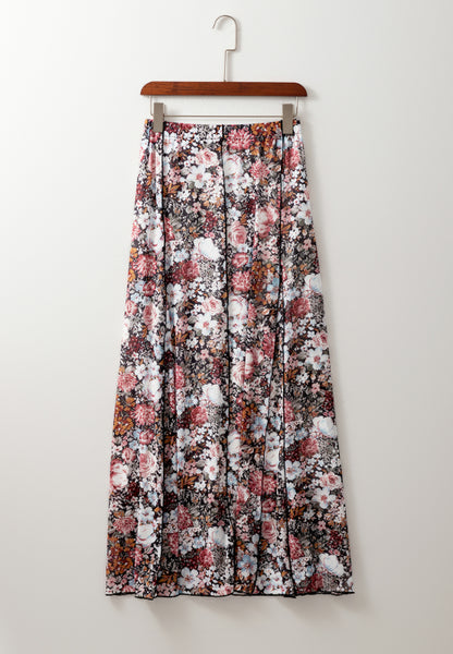 Floral Elastic Waist Maxi Skirt