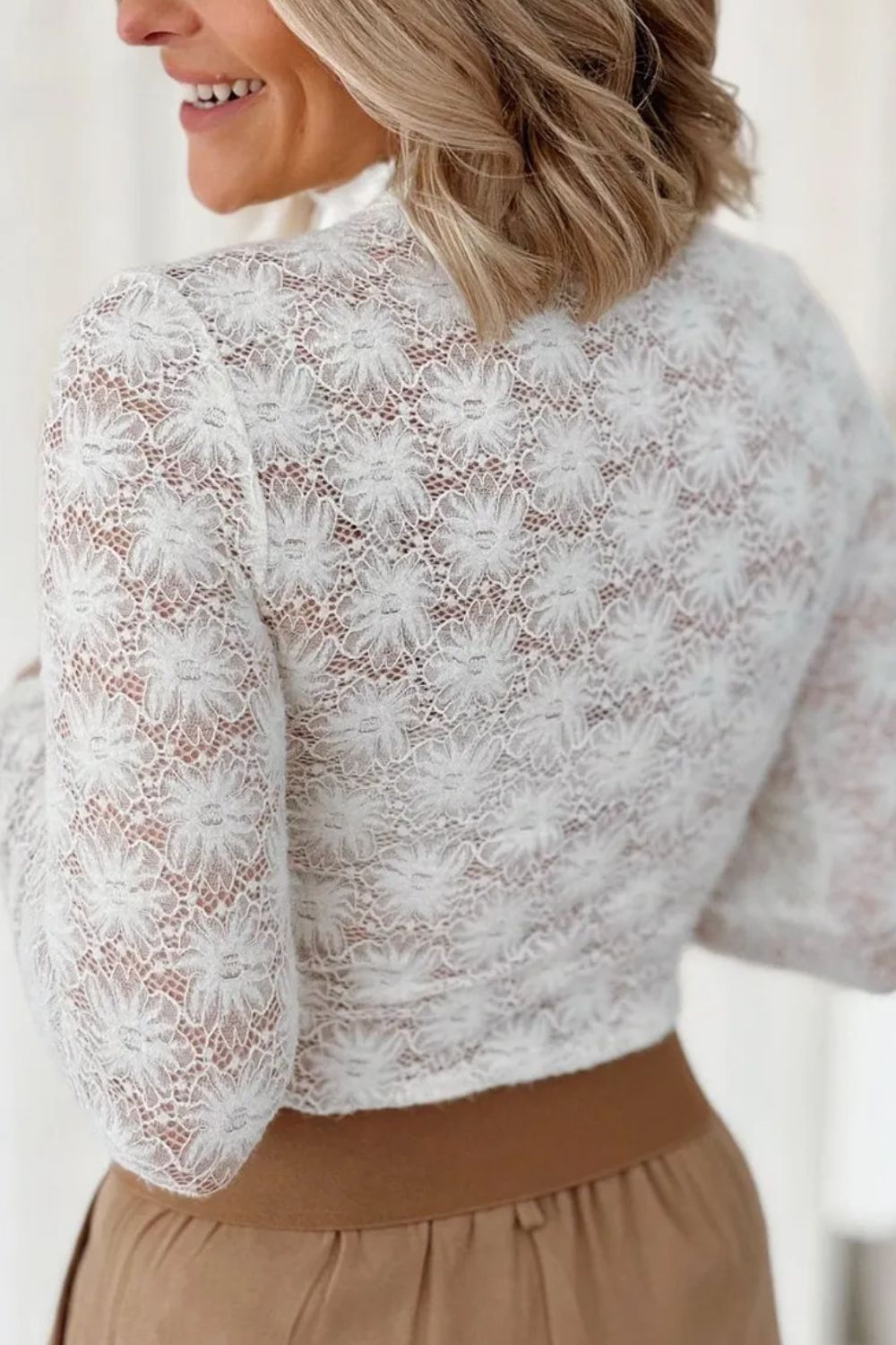 Lace Mock Neck Long Sleeve Top