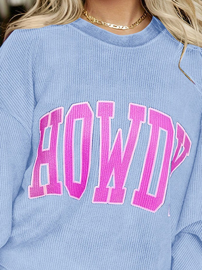 Full Size HOWDY Graphic Round Neck Sweatshirt