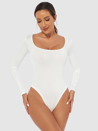 Full Size Scoop Neck Long Sleeve Bodysuit