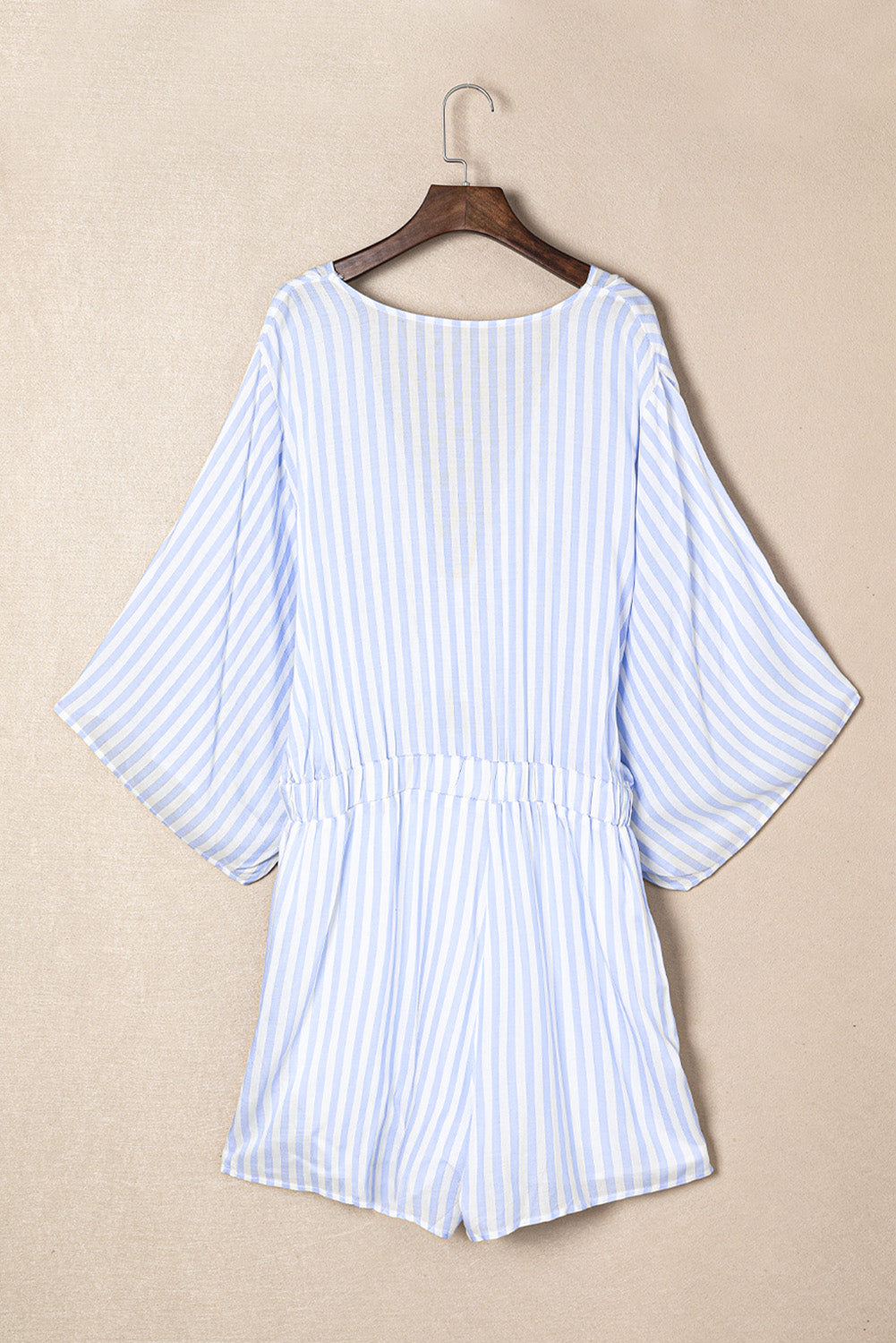 Bow Striped Kimono Sleeve Romper