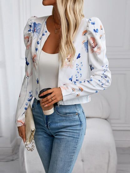 Printed Zip Up Long Sleeve Jacket