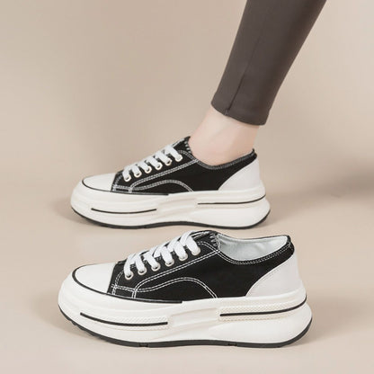 Tied Round Toe Platform Sneakers