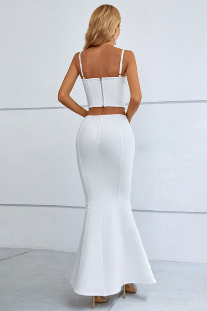 Cutout Seam Detail Cami and Fishtail Skirt Set