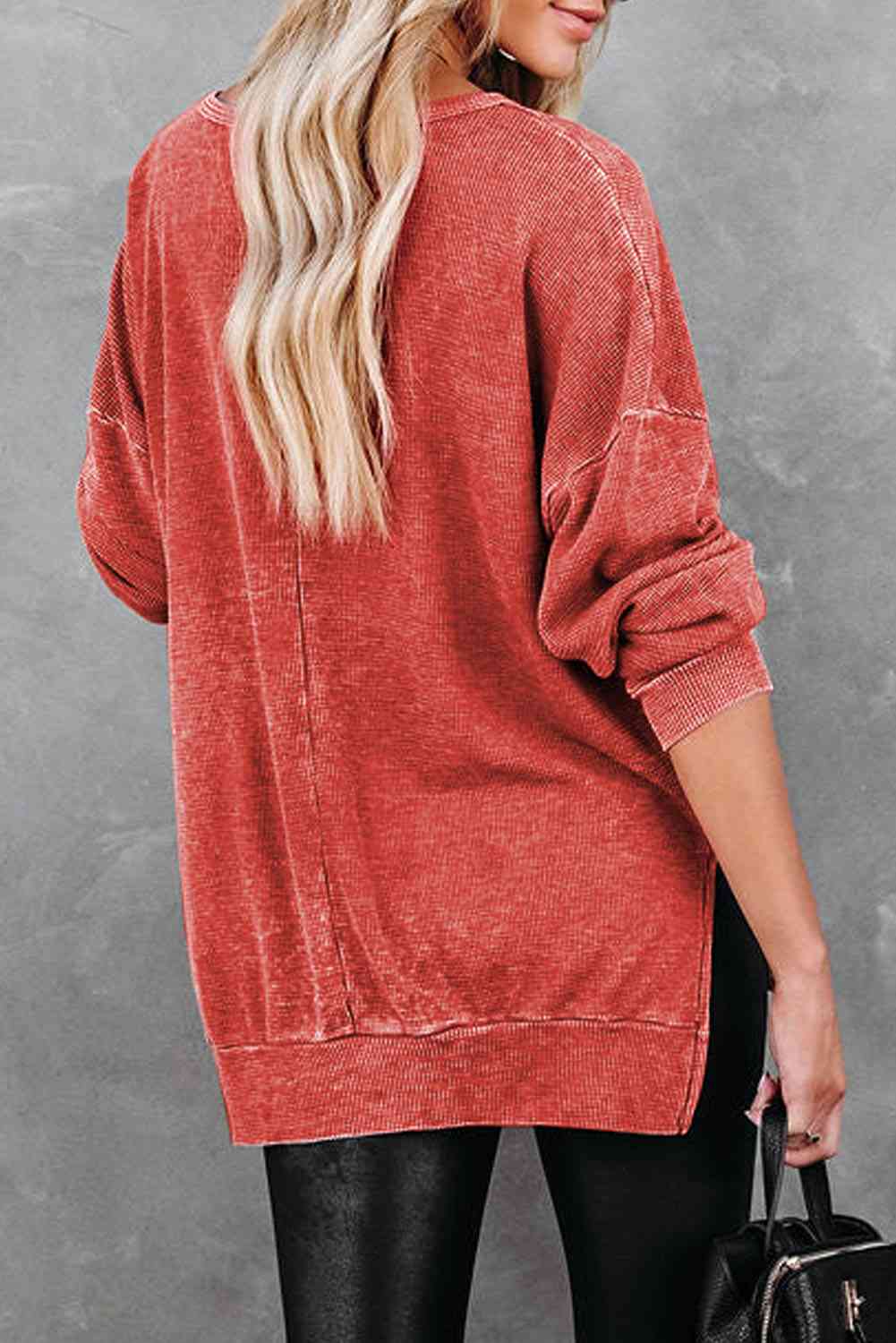 Dropped Shoulder Slit Sweatshirt