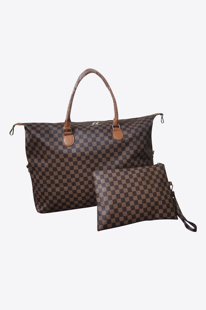 Checker Print Bag and Wallet Set