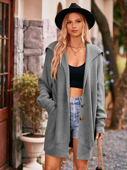 Dropped Shoulder Long Sleeve Cardigan