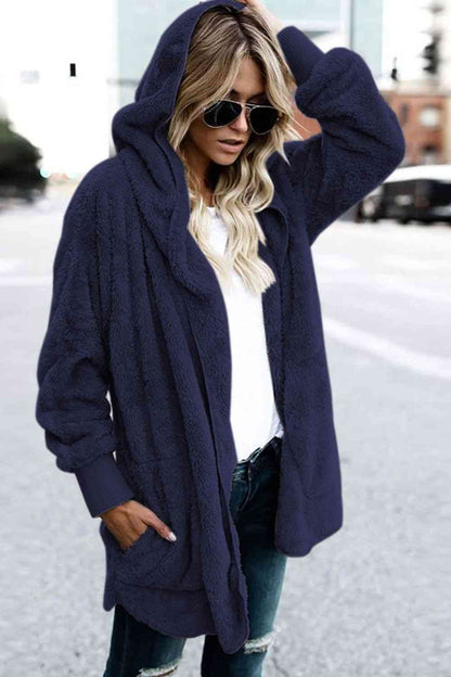 Teddy Hooded Jacket with Pockets