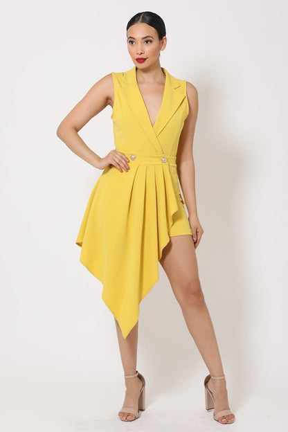 Draped Front Shorts Romper