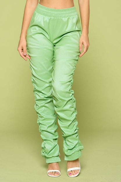 Vegan Leather Ruched Pants