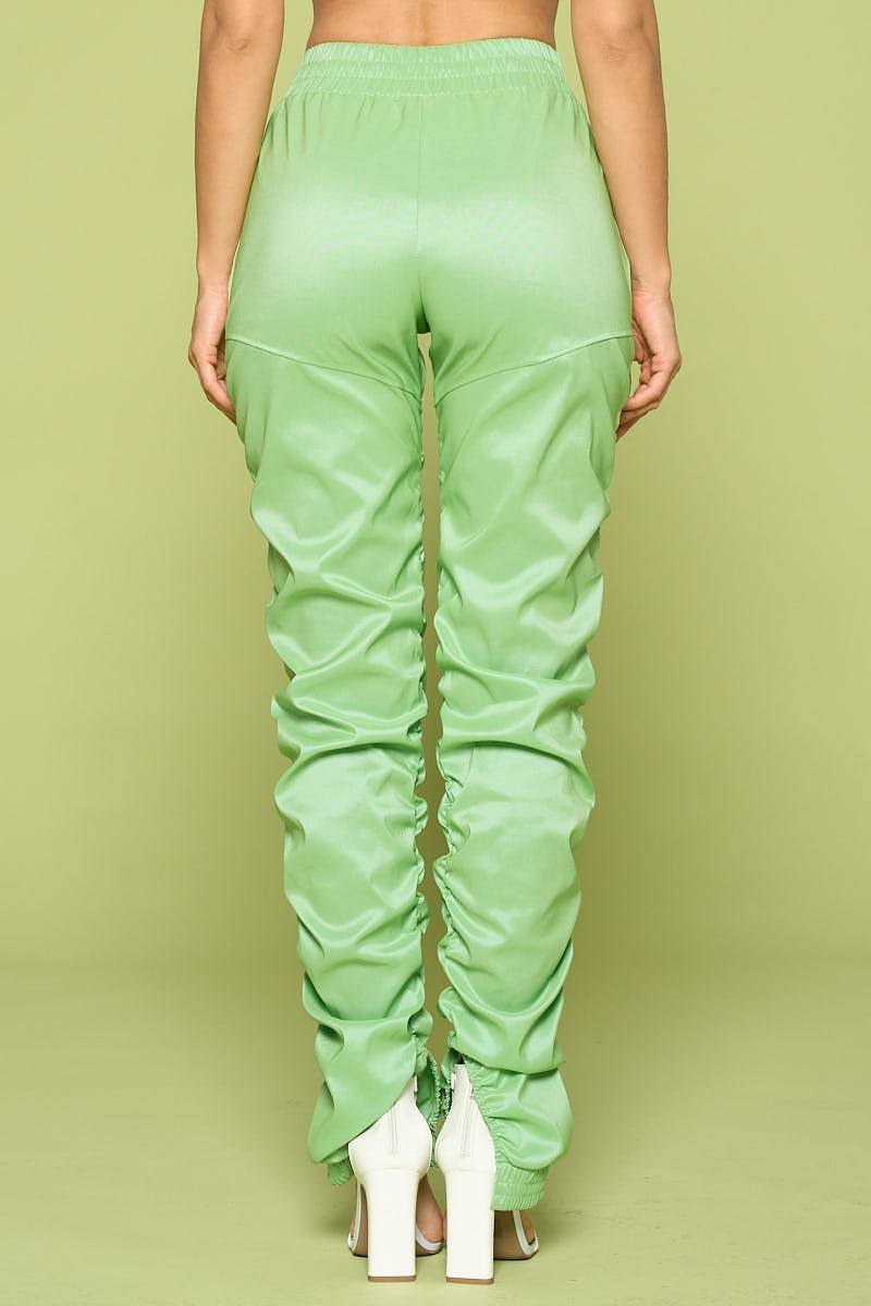 Vegan Leather Ruched Pants