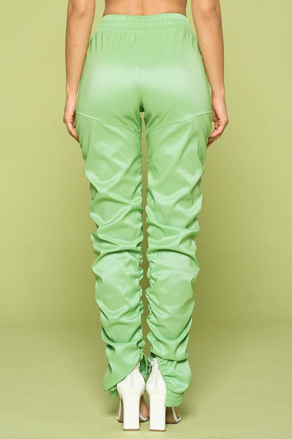 Vegan Leather Ruched Pants