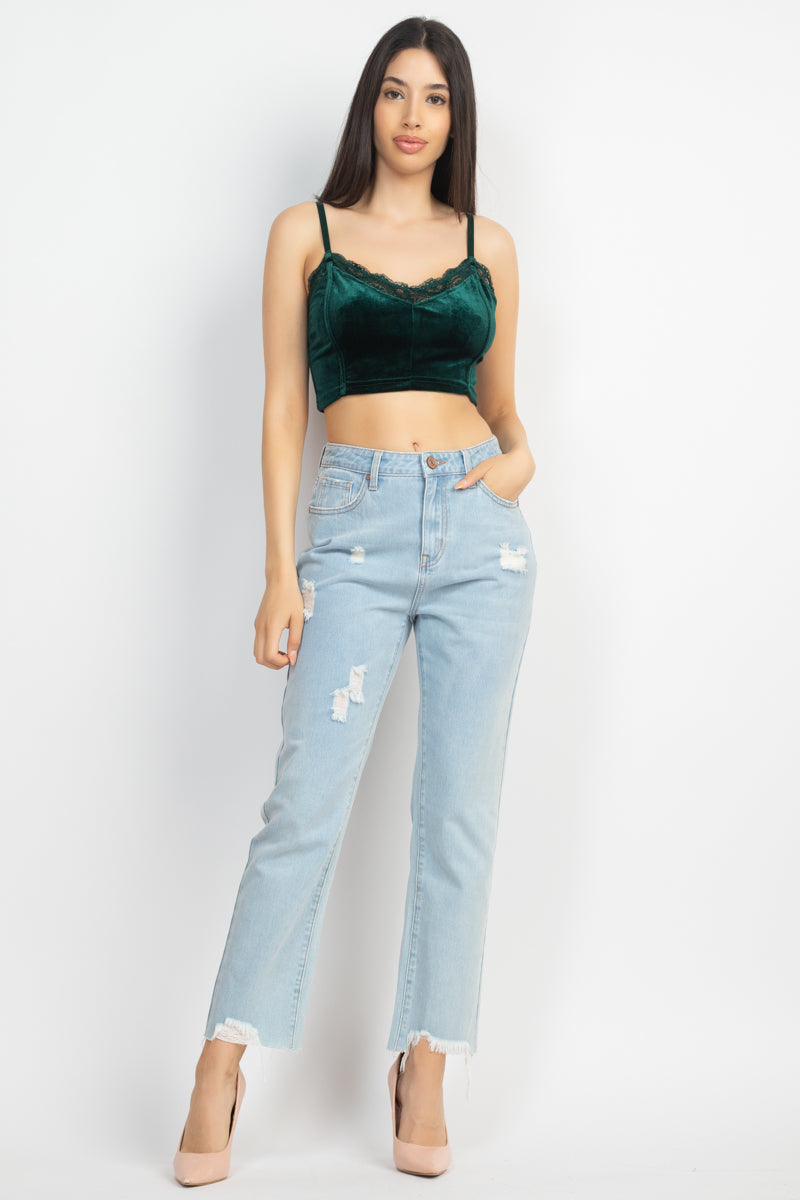 Sleeveless Corset Velvet Crop Top