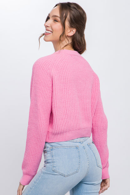 Knit Pullover Sweater With Cold Shoulder Detail