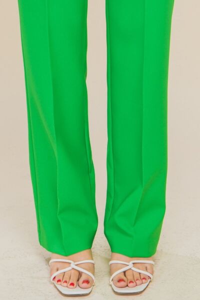 High Waist Straight Pants in Apple Green