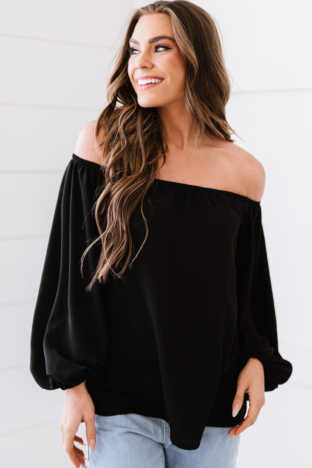 Off-Shoulder Balloon Sleeve Top