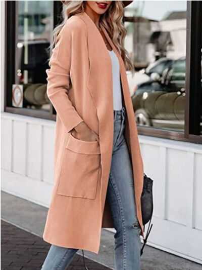 Open Front Dropped Shoulder Outerwear