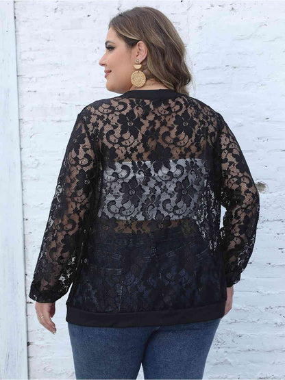 Plus Size Lace Open Front Cardigan