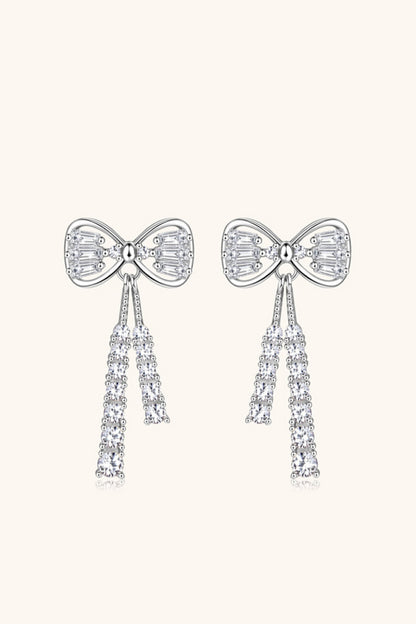 1.12 Carat Moissanite 925 Sterling Silver Bow Earrings